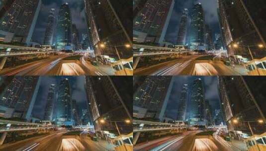香港夜晚车流延时拍摄高清在线视频素材下载