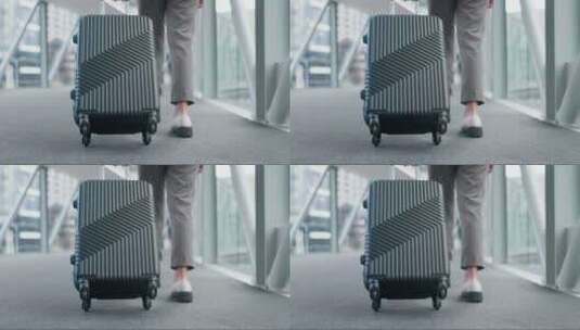 机场拖着行李箱商务出差高清在线视频素材下载