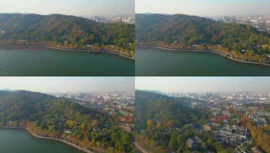 杭州西湖景区宝石山美景航拍高清在线视频素材下载