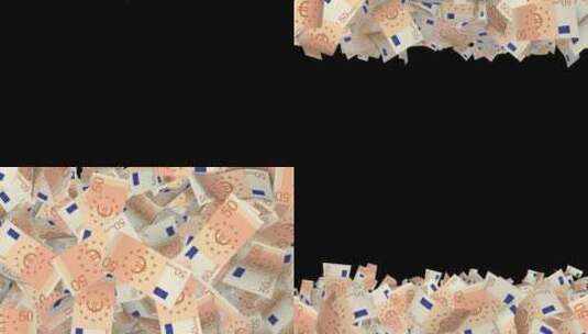 过渡下降50欧元卡通钞票动画，在Alph高清在线视频素材下载