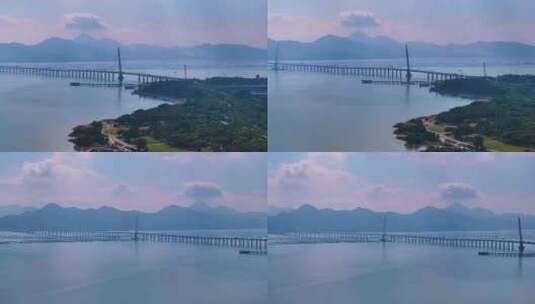 深圳湾大桥南山区航拍公路风景风光高清在线视频素材下载