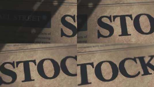 旧日报股票标题上的慢镜头，动效动画高清在线视频素材下载