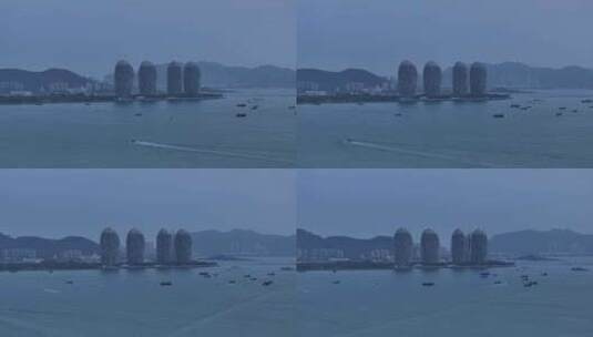 海南三亚凤凰岛游艇航拍高清在线视频素材下载
