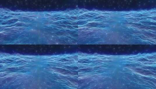 波浪粒子和的抽象发光数字网络空间高清在线视频素材下载
