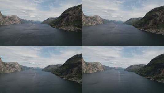 空中拍摄，在挪威Lysefjord的水面高清在线视频素材下载