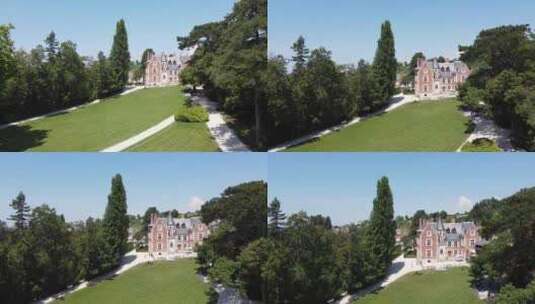 无人机飞越Clo De Luse城堡高清在线视频素材下载