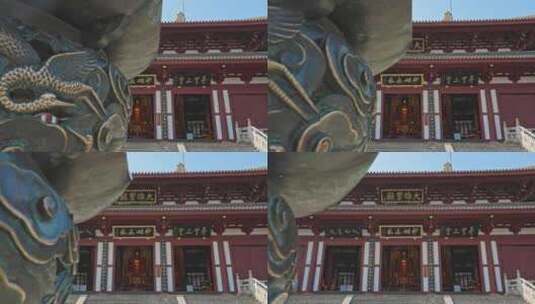 大雄宝殿寺庙上海嘉定南翔云翔寺中式建筑高清在线视频素材下载