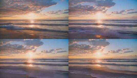 大海日落海上落日夕阳黄昏海浪沙滩高清在线视频素材下载