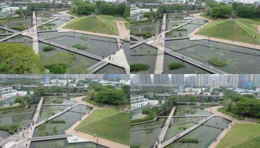 厦门海湾公园莲花池景观航拍高清高清在线视频素材下载