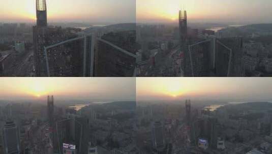 武汉光谷广场国际会展中心航拍709高清在线视频素材下载