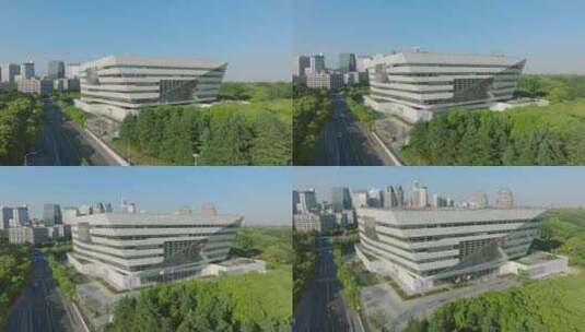 上海图书馆东馆建筑航拍上海浦东新区高清在线视频素材下载