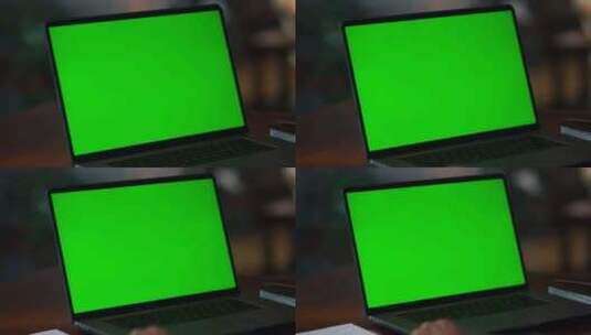 笔记本电脑，绿屏，书桌，笔记本电脑高清在线视频素材下载