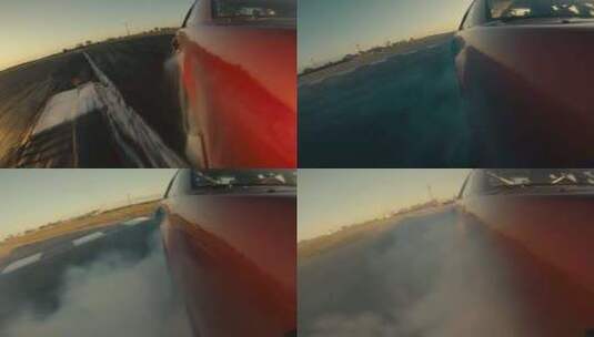 红色汽车，赛车，烟雾，赛道高清在线视频素材下载