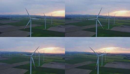风力涡轮机，风力，涡轮机，天线高清在线视频素材下载