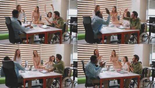 同事，会议，庆祝，办公室高清在线视频素材下载