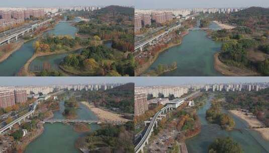 深秋的芜湖神山公园风光航拍素材高清在线视频素材下载