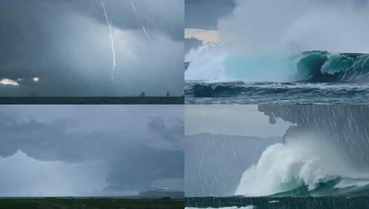 暴雨中汹涌澎湃的海浪景象高清在线视频素材下载