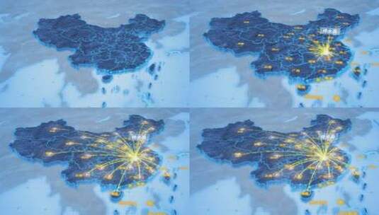 九江市修水县辐射全国网络地图ae模板高清AE视频素材下载