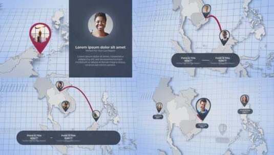 东南亚国家地图头像路线创意展示AE模板高清AE视频素材下载