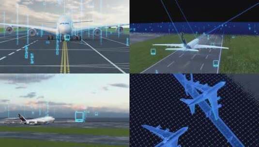科技机场飞机飞行数字化运输国际贸易运输高清AE视频素材下载