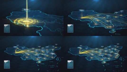 拉萨市辐射全国地图高清AE视频素材下载