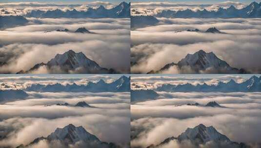 雪山云雾阳光山峰云海日出自然生态环境风景高清在线视频素材下载