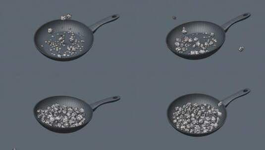 煎锅中爆米花的3d线框模型高清在线视频素材下载