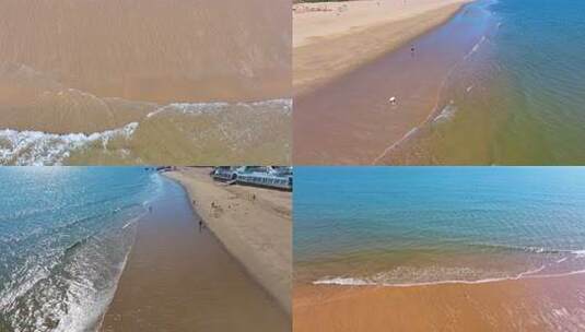 大海海边海水海浪沙滩海滩航拍风景唯美大自高清在线视频素材下载