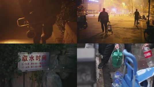 济南清晨居民打泉水高清在线视频素材下载