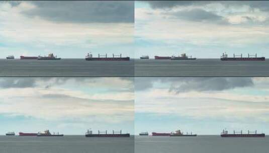 海面上货船的延时摄影高清在线视频素材下载