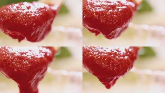 勺子舀起西红柿酱番茄沙司 (15)高清在线视频素材下载