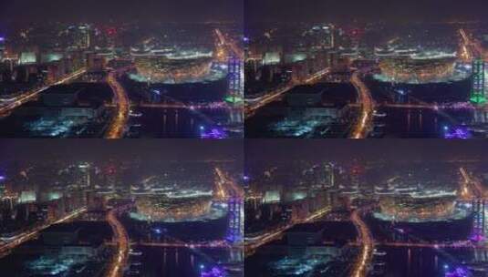 航拍北京奥林匹克公园的建筑高清在线视频素材下载