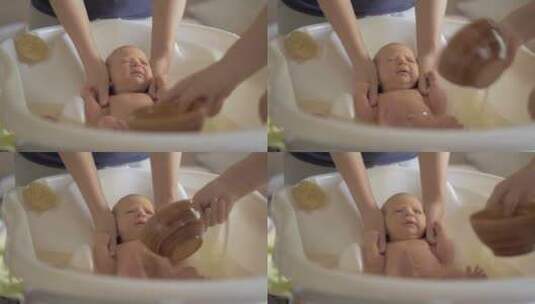 新生儿在洗澡高清在线视频素材下载