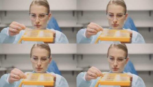 女科学家在实验室测试实验高清在线视频素材下载