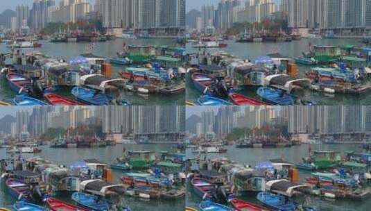 香港港口的船只和建筑高清在线视频素材下载