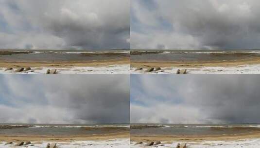海边沙滩上天空云朵延时4K高清在线视频素材下载