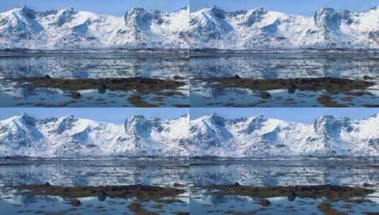 罗弗敦群岛的冬季峡湾高清在线视频素材下载