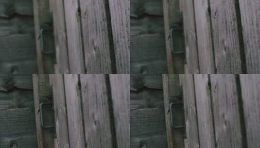 旧木门上的雨滴特写镜头高清在线视频素材下载