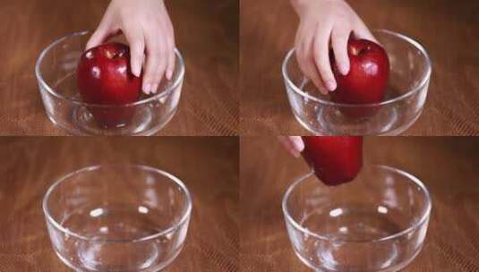 清洁剂面粉果蜡搓洗苹果高清在线视频素材下载