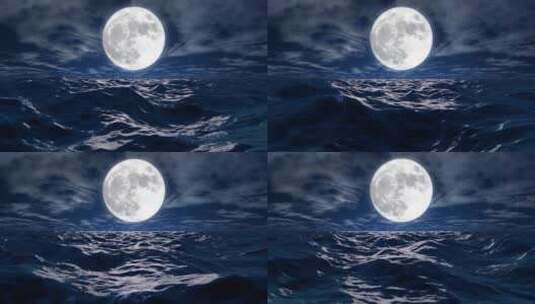 海洋与月球动画高清在线视频素材下载