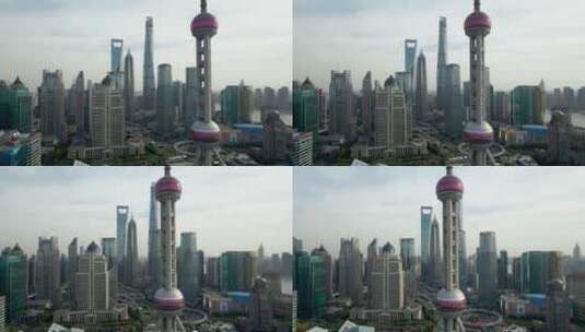上海东方明珠陆家嘴航拍高清在线视频素材下载