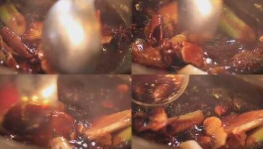 加调料配制炖肉卤肉料汁高清在线视频素材下载