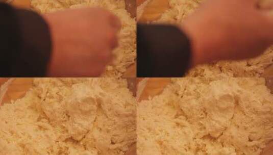 木盆加面粉和面团高清在线视频素材下载