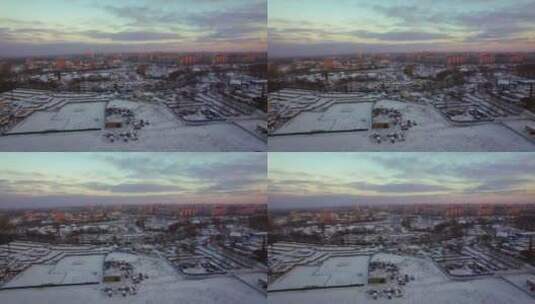 积雪覆盖的工业区高清在线视频素材下载