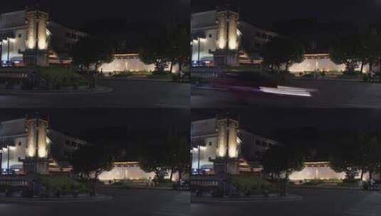 绍兴秋瑾烈士纪念碑夜景视频素材高清在线视频素材下载