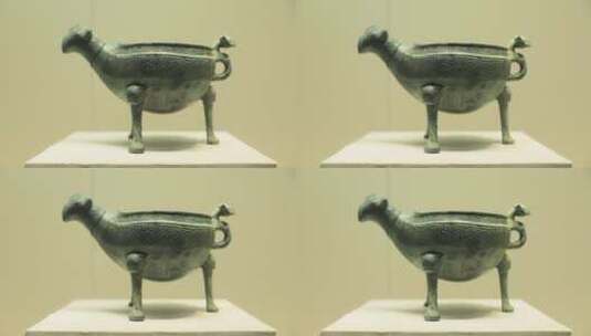 中国国家博物馆鸟杏青铜匜高清在线视频素材下载