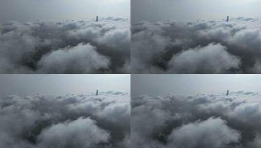 上海疫情平流雾绝美天气航拍高清在线视频素材下载