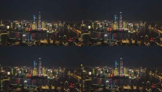上海外滩黄浦区黄浦江东方明珠夜全景夜景4K高清在线视频素材下载