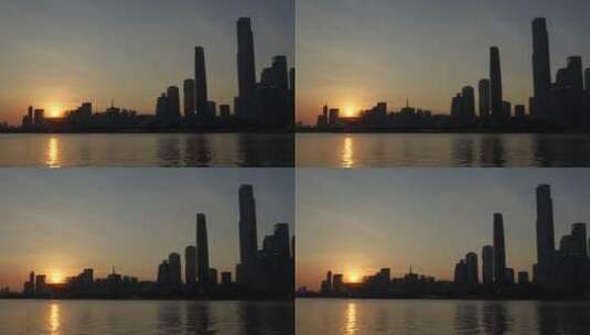 夕阳下的城市高清在线视频素材下载