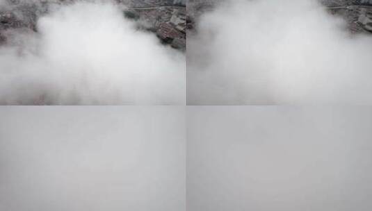 航拍城市云雾穿云穿越云海高清在线视频素材下载